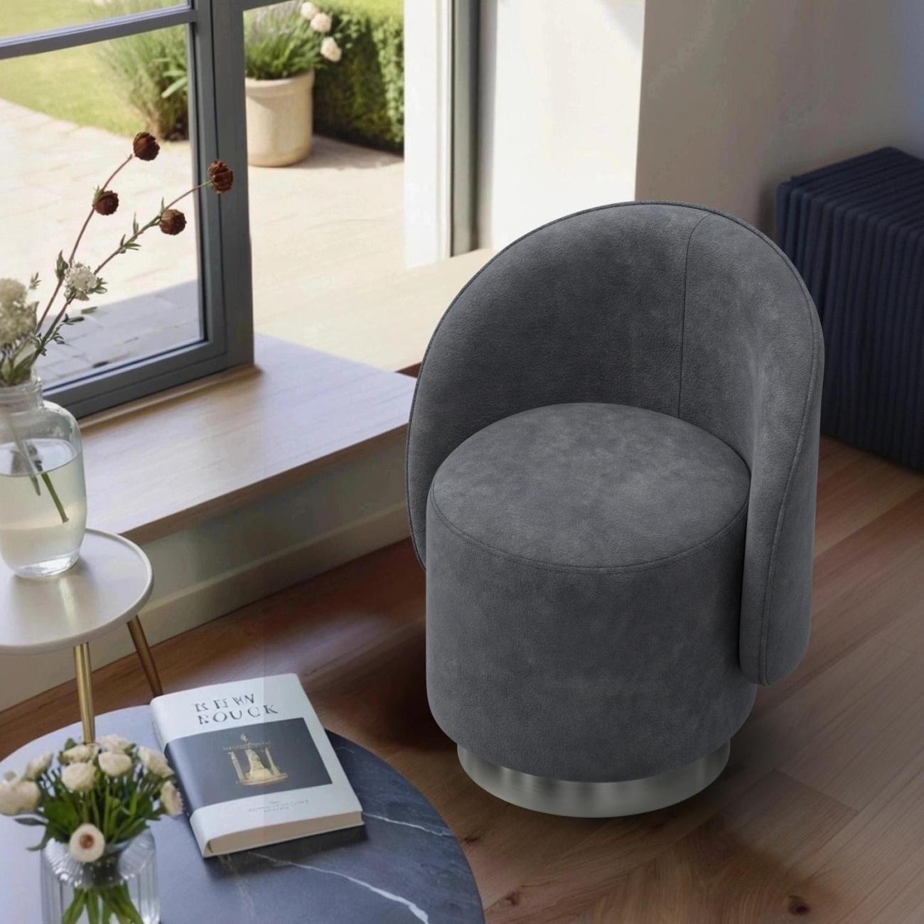 Кресло Лига Диванов Лига-108, велюр BRUT 16 темно-серый