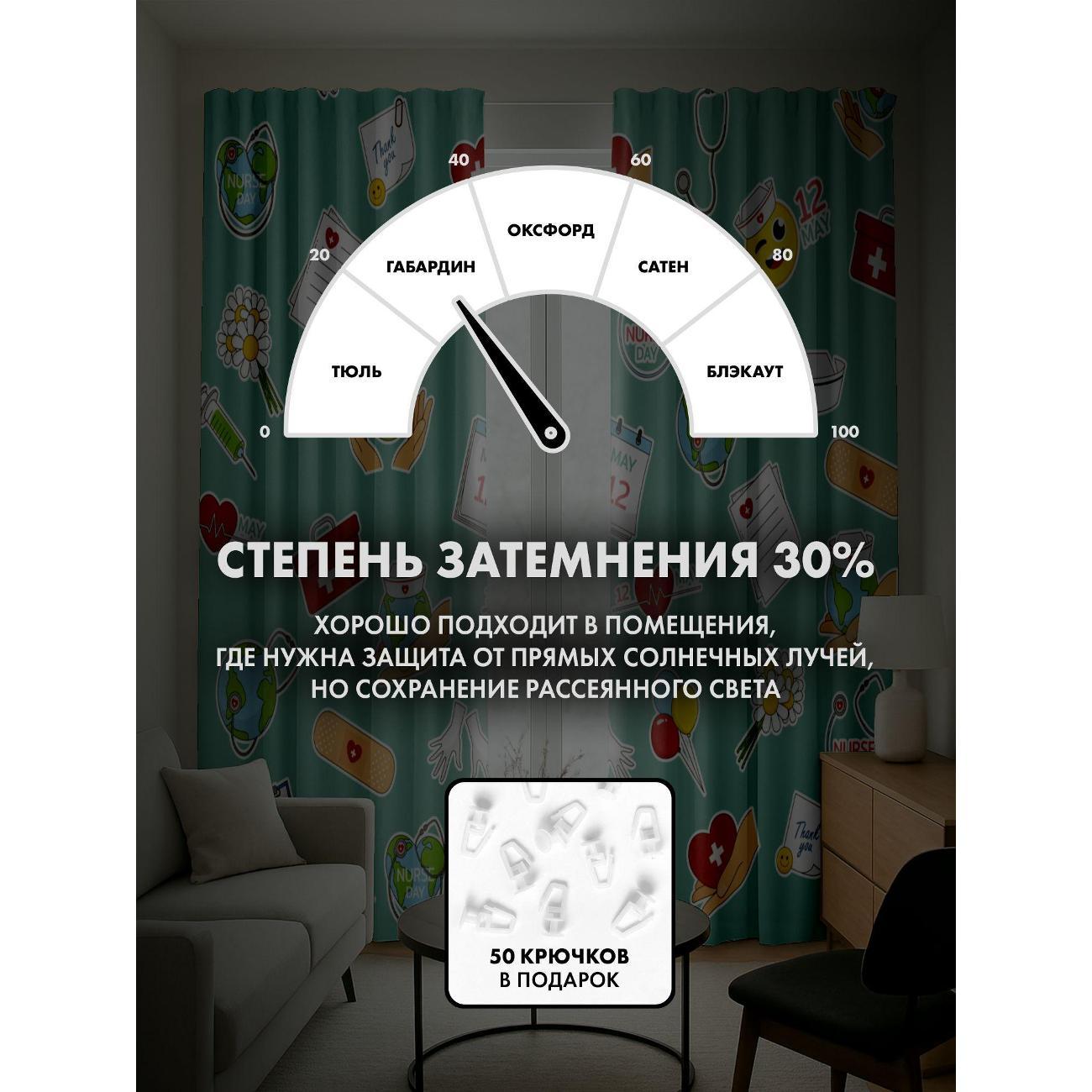 Фотошторы 365home Паттерн с символами Дня медсестры