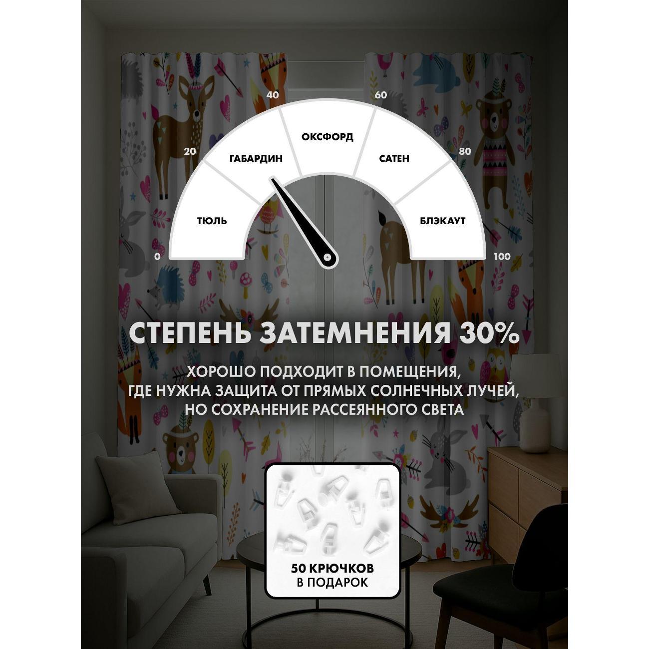 Фотошторы 365home Милые лесные звери, сердечки