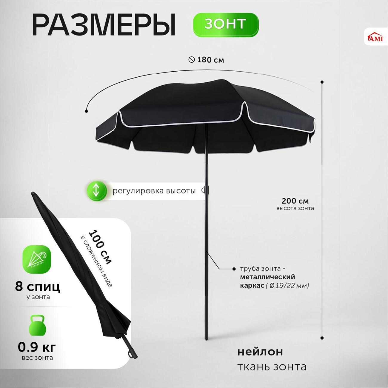 Комплект садовой мебели Ami Flux 4 стула, стол с зонтом