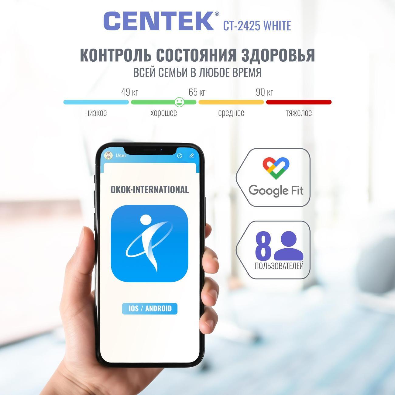 Весы напольные умные Centek CT-2425 White