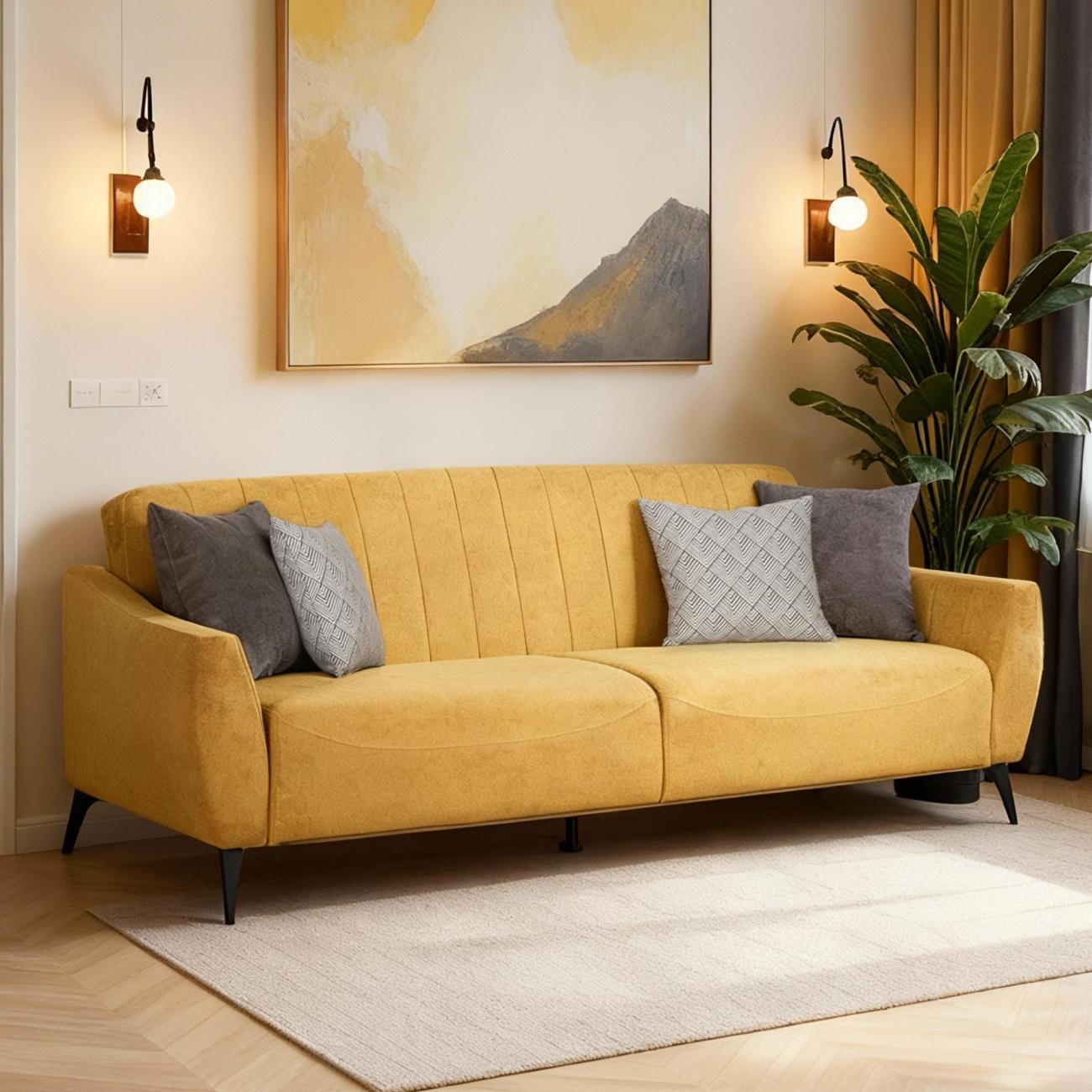 Диван Logium Боне 01.02 Велюр Happy 560 (горчичный)