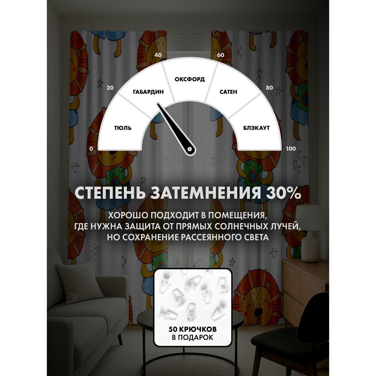 Фотошторы 365home Милые львы с камерами в голубых FP24685218