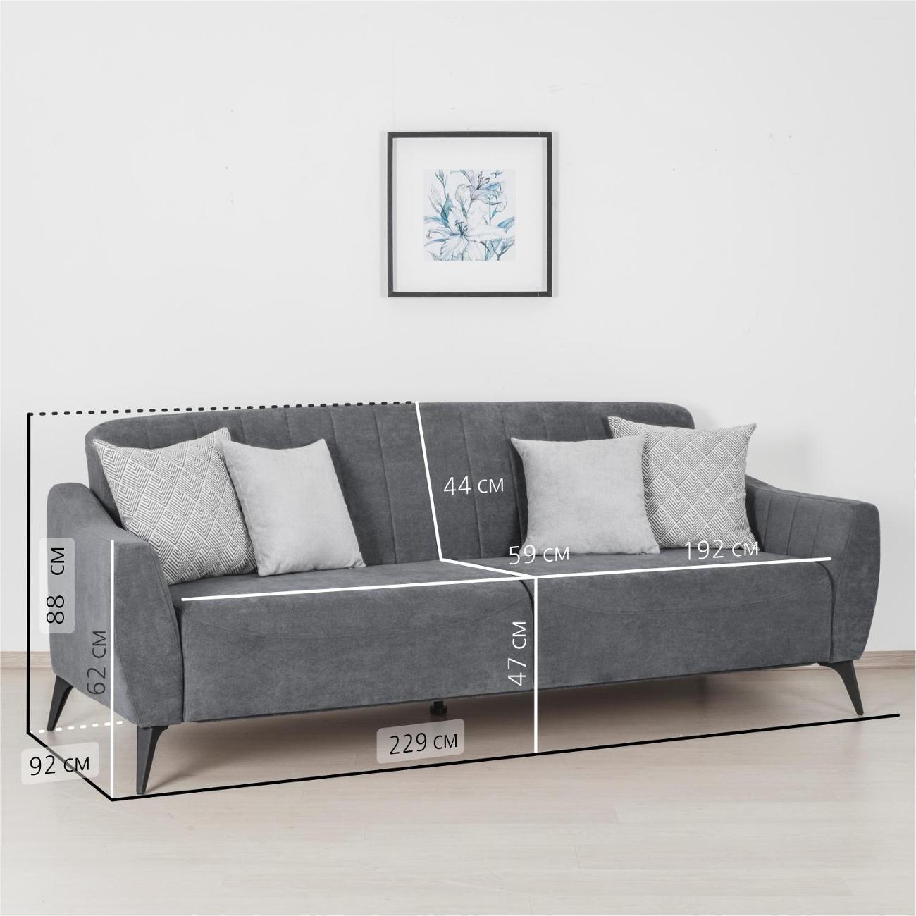 Диван Logium Боне 01.02 Велюр Happy 980 (графитово-серый)