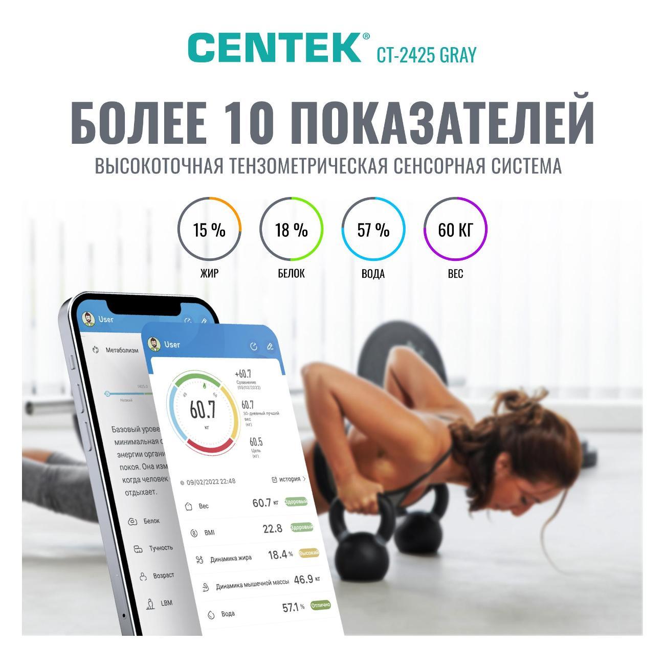 Весы напольные электронные Centek CT-2425 Gray