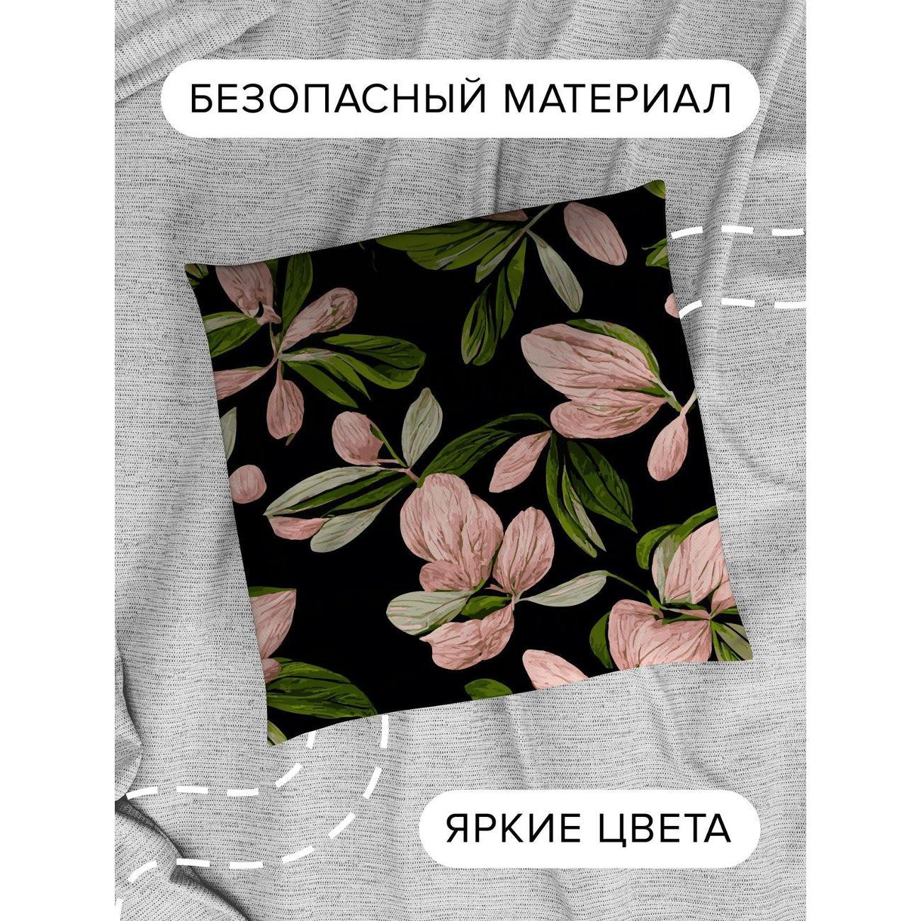 Подушка PrintyFull Розовые цветы и зеленые FP32817863, 30*30 см