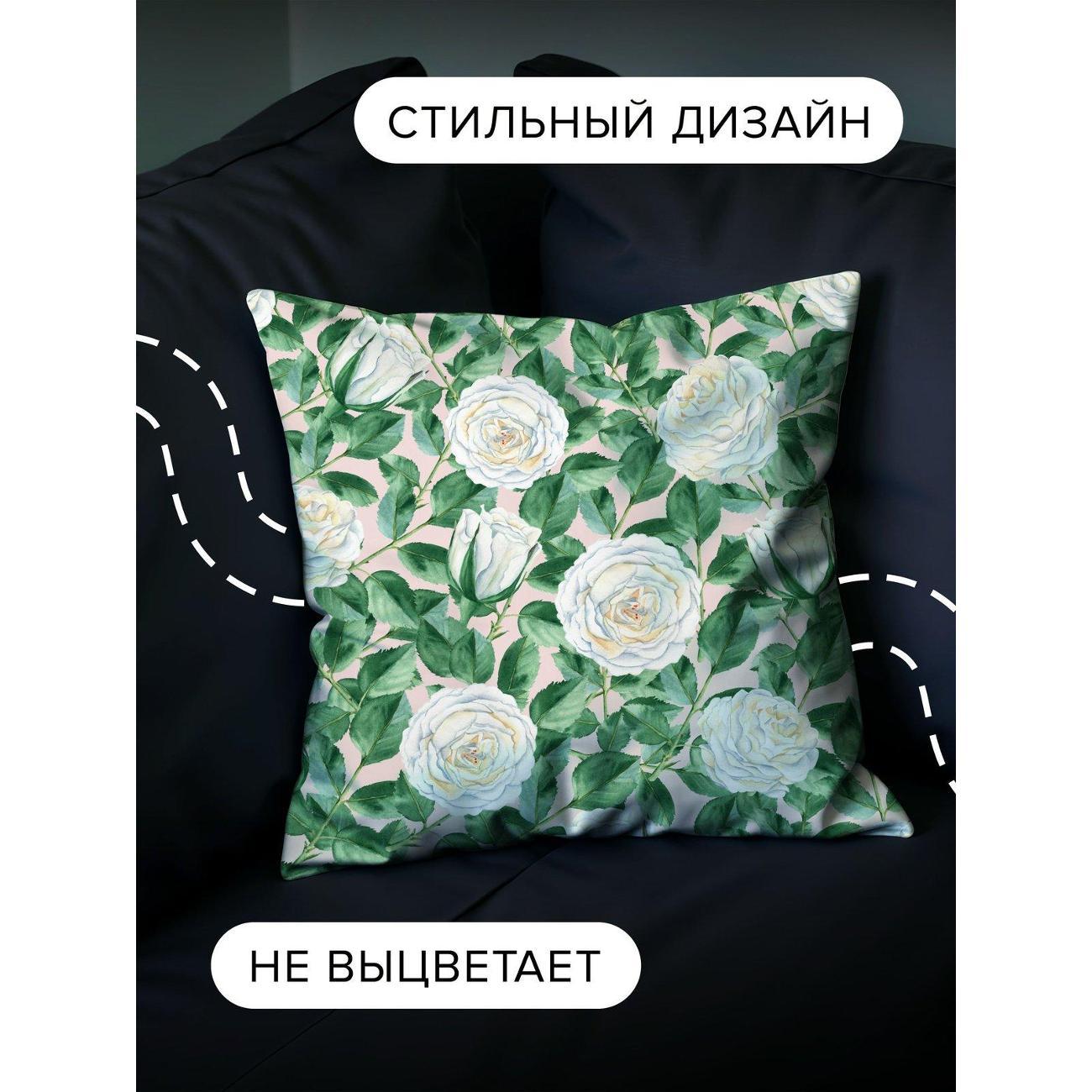 Подушка PrintyFull Белые розы с зелеными FP32851097, 30*30 см