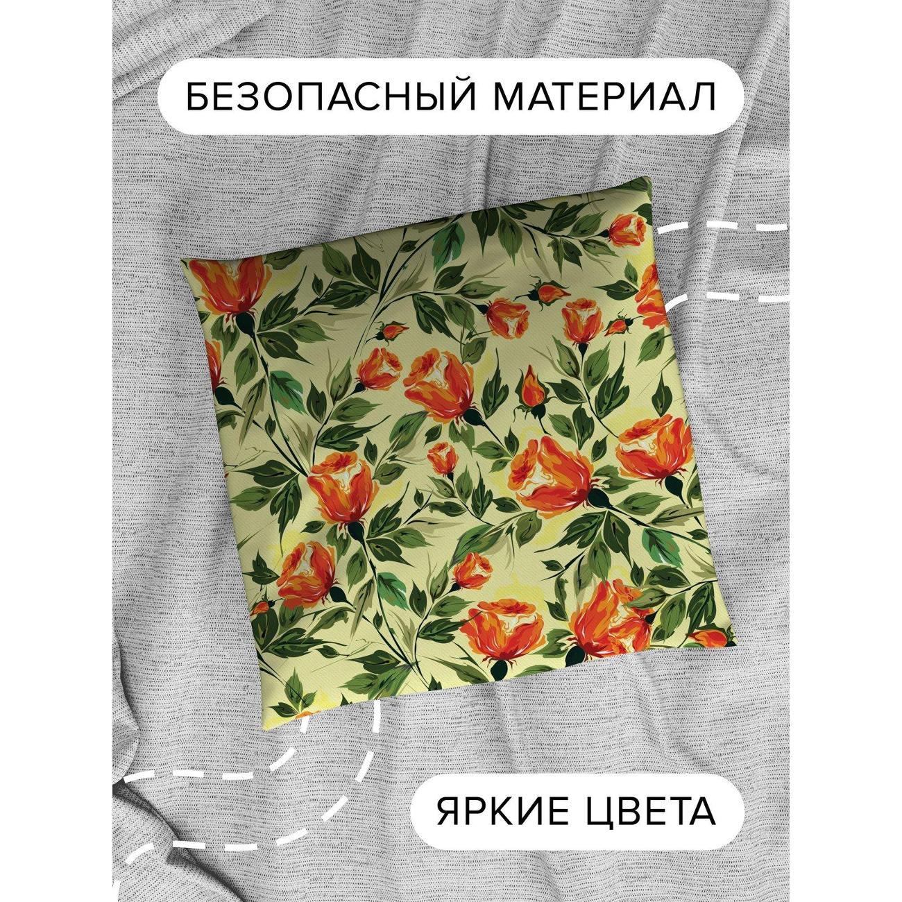 Подушка PrintyFull Оранжевые розы с зелеными FP3245972, 30*30 см