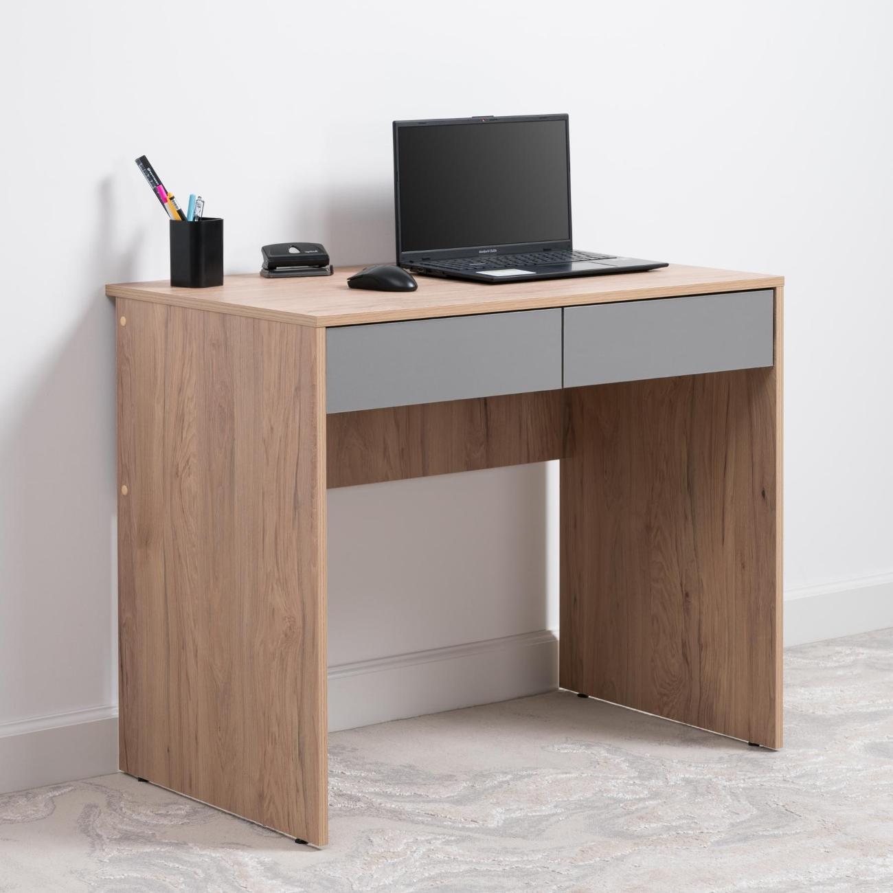 Стол письменный Logium Сигма 12.161, Гикори Рокфорд, Серый Шифер