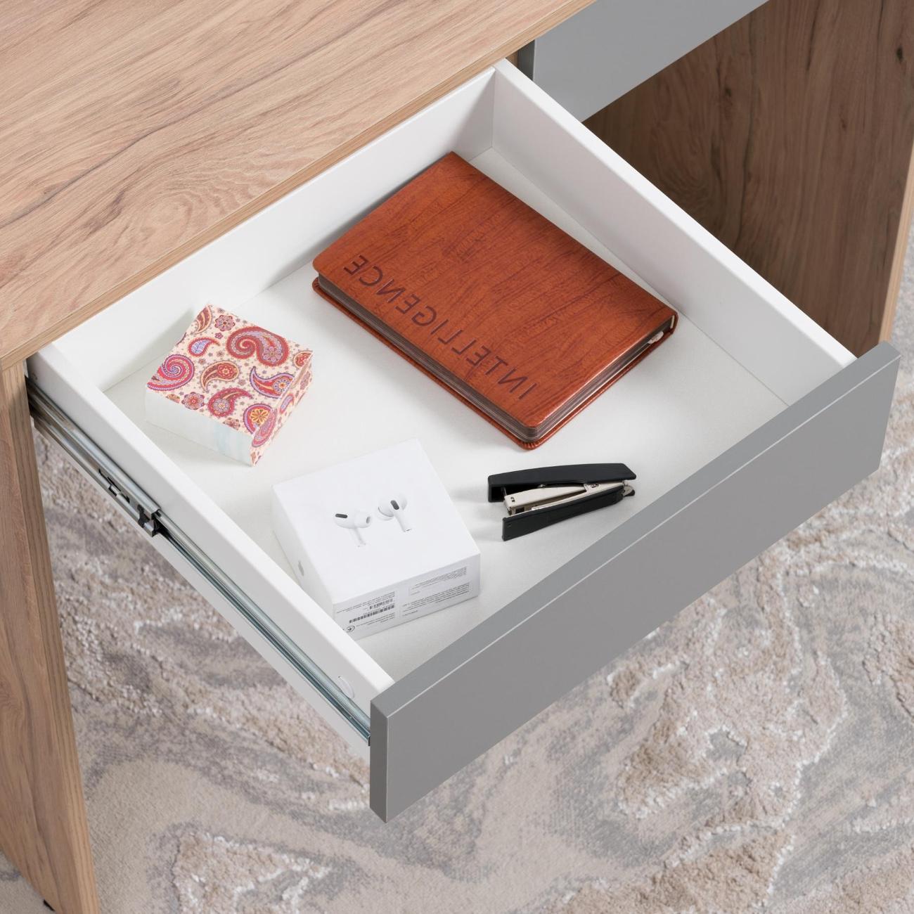 Стол письменный Logium Сигма 12.161, Гикори Рокфорд, Серый Шифер