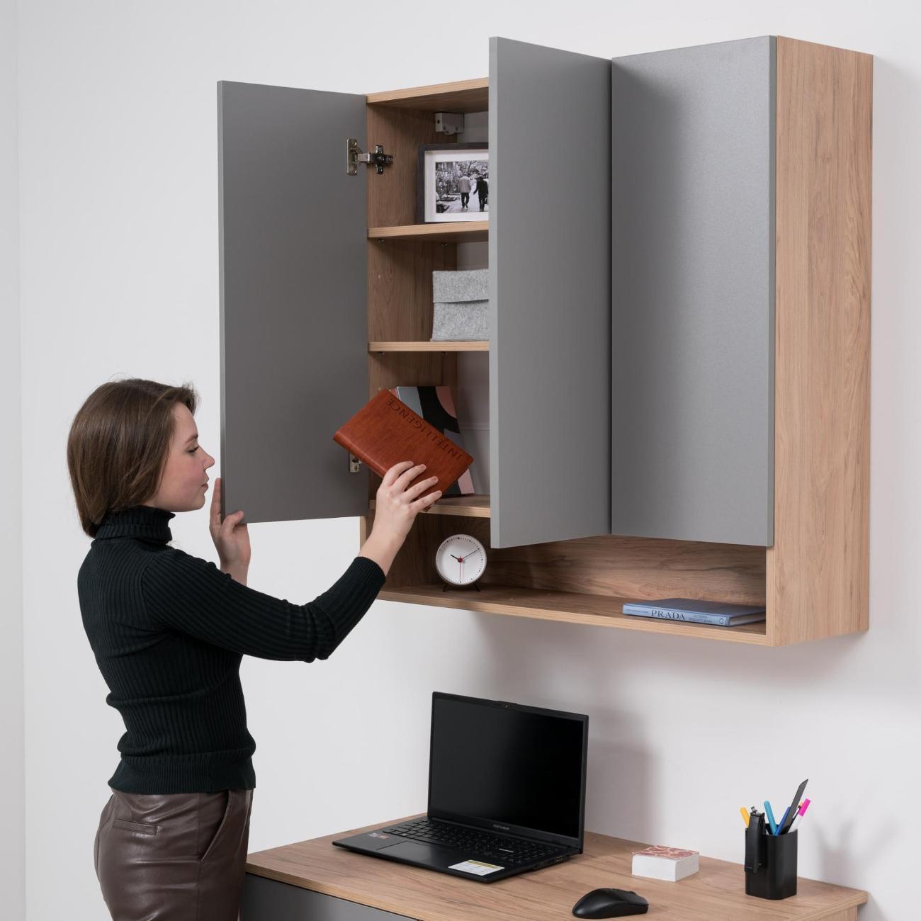 Шкаф распашной Logium Сигма 16.331.03, Гикори Рокфорд, Серый Шифер