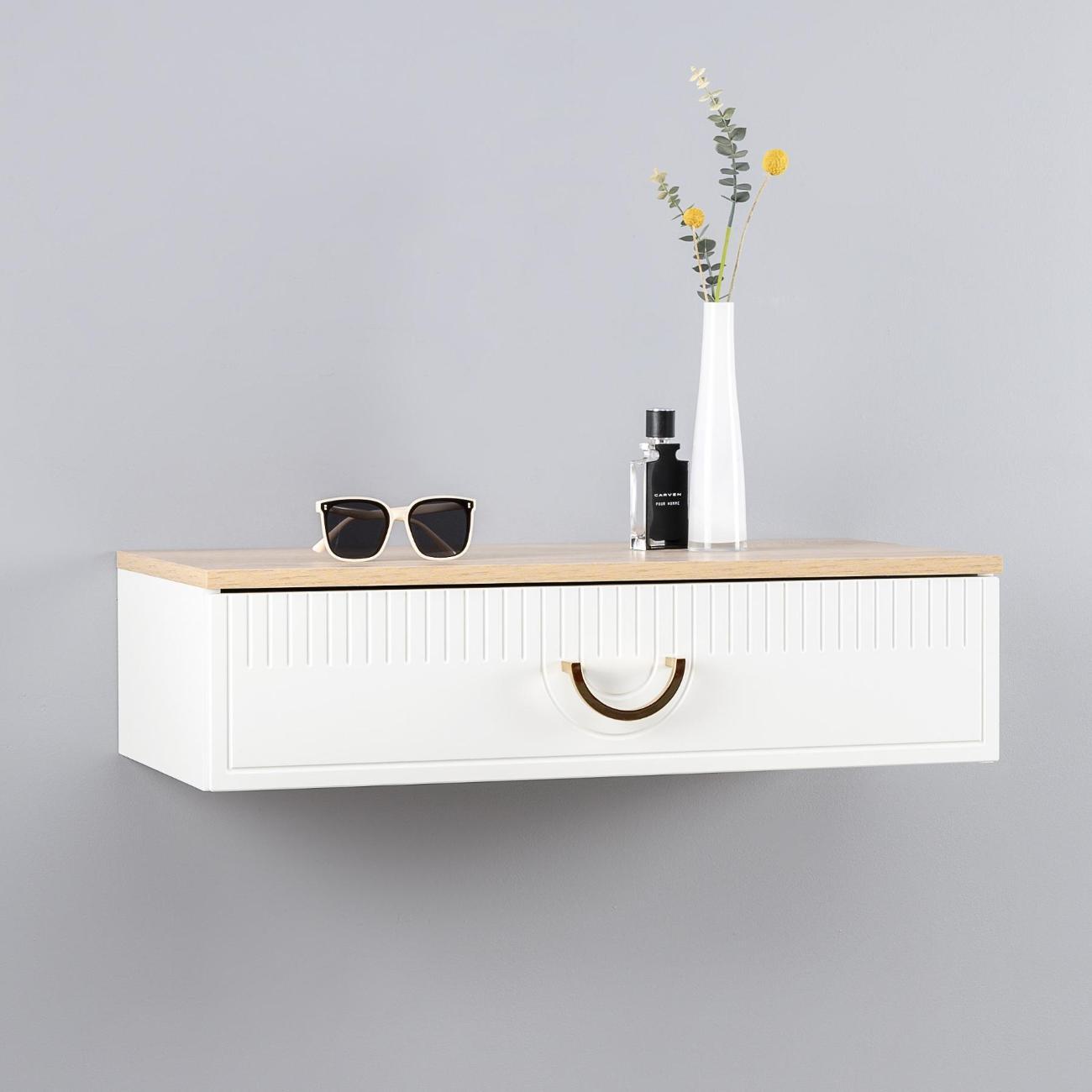 Столик туалетный Logium Интерия 12.116, Белый шагрень, Дуб эндгрейн элег.