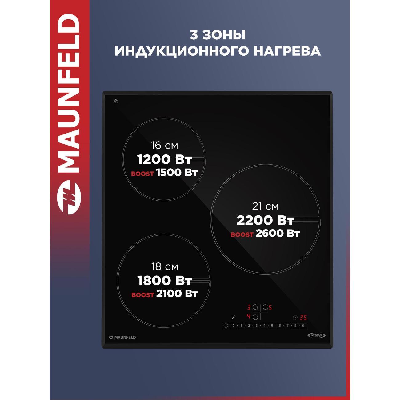 Встраиваемая индукционная панель независимая Maunfeld AVI4534SSBK