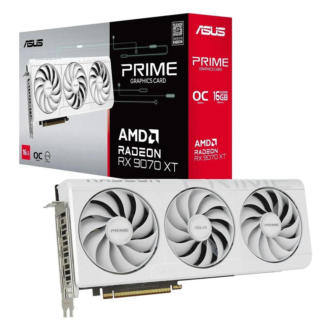 Видеокарта ASUS RX 9070 XT PRIME WHITE OC 16GB