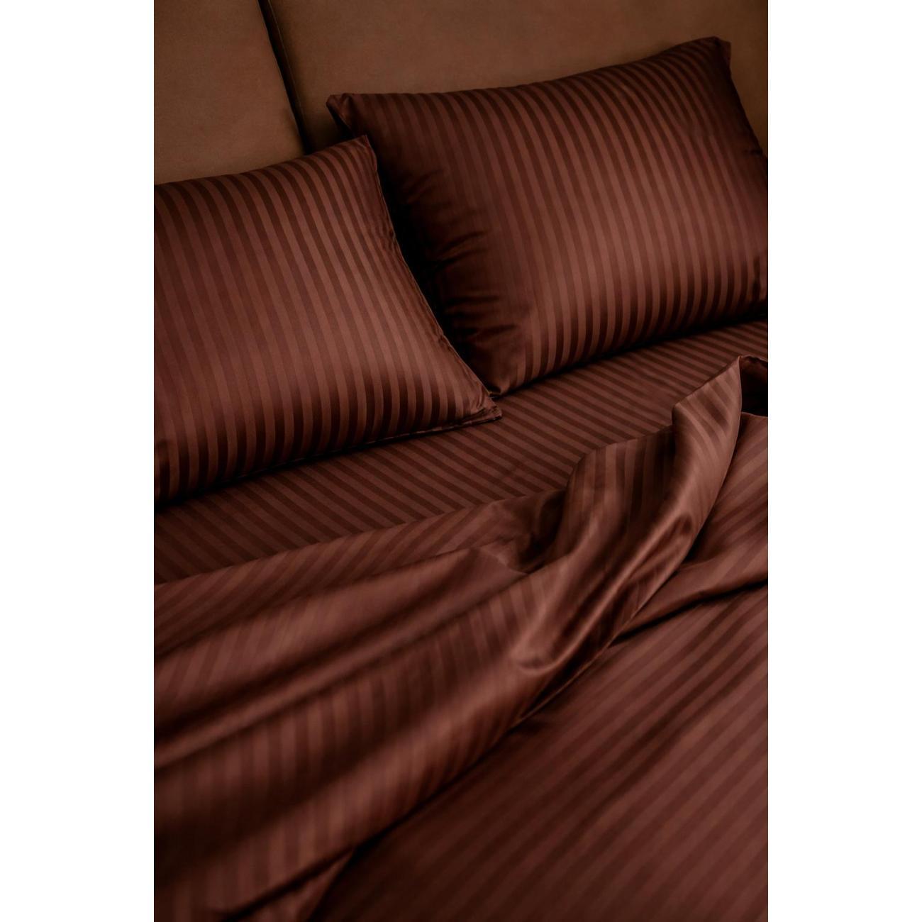 Набор постельного белья Resort Retail Евро страйп-сатин коричневый