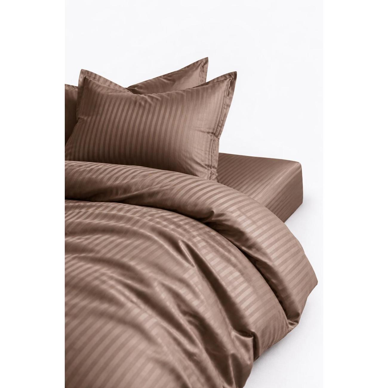 Набор постельного белья Resort Retail Евро страйп-сатин коричневый