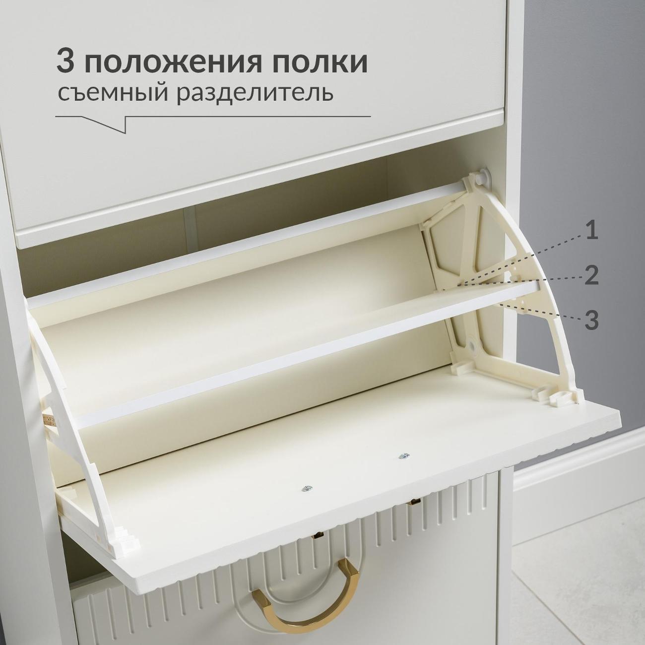 Обувница Logium Интерия 16.131, Белый шагрень, Дуб эндгрейн элег.