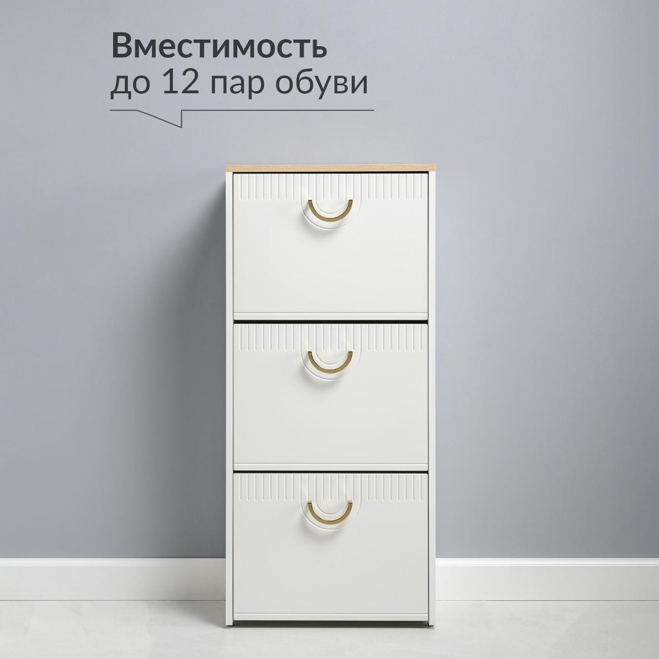 Обувница Logium Интерия 16.131, Белый шагрень, Дуб эндгрейн элег.