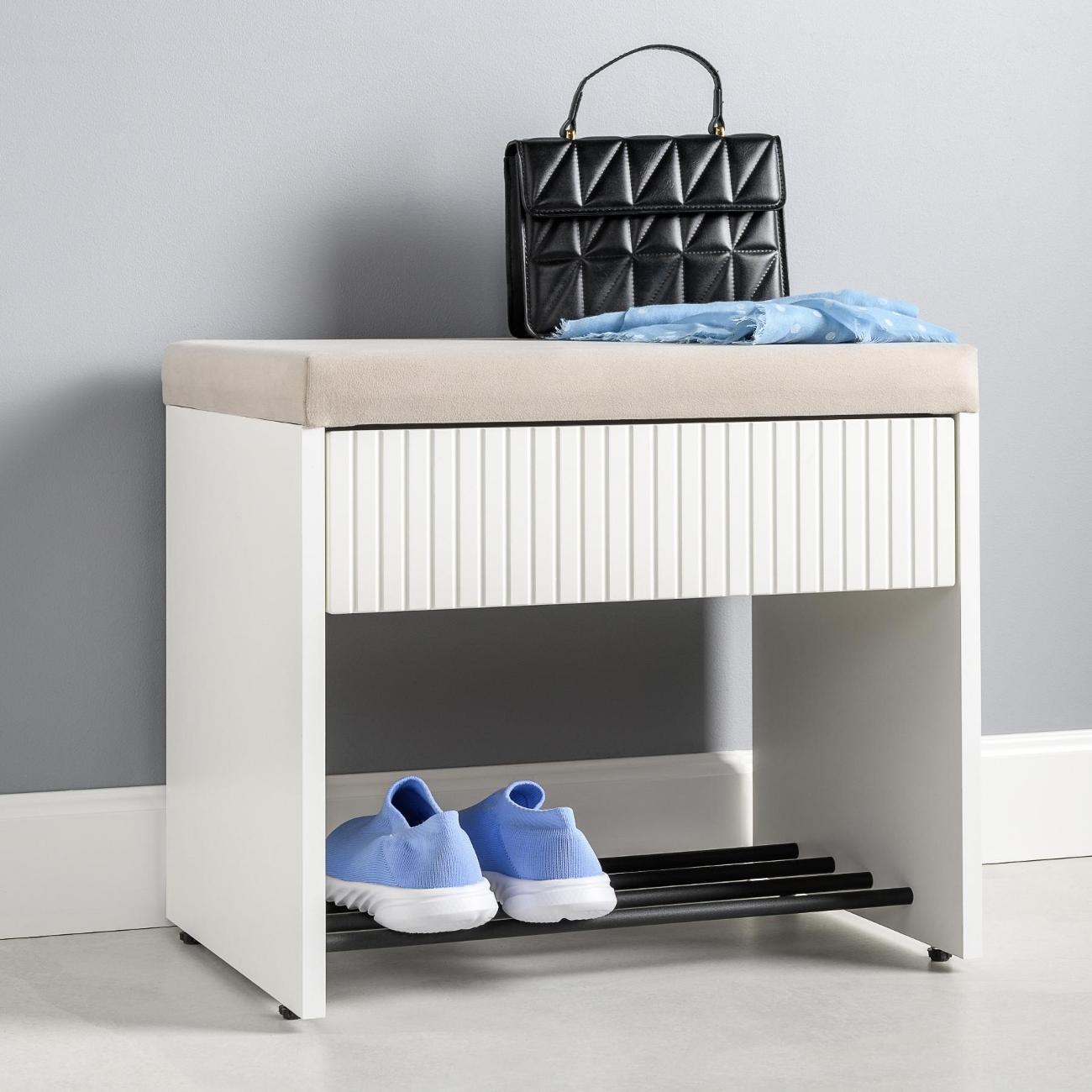 Обувница Logium Интерия 16.132, Белый шагрень, Velutto 16 (платиновый)