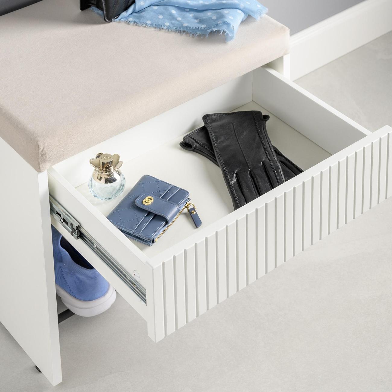 Обувница Logium Интерия 16.132, Белый шагрень, Velutto 16 (платиновый)