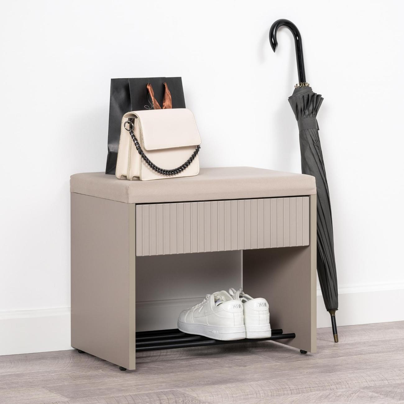 Обувница Logium Интерия 16.132, Глиняный серый, Крем, Velutto 16