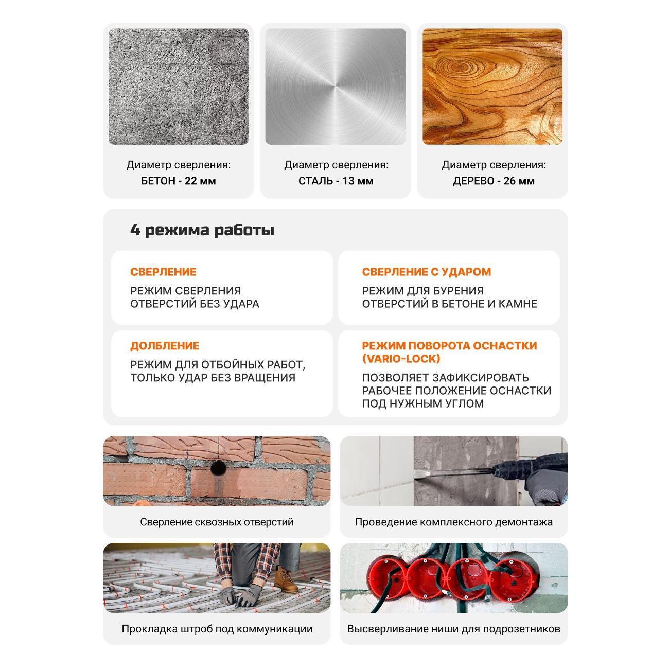 Перфоратор аккумуляторный Bort BHD-20Li-SR (2x4,0Ач+ЗУ)