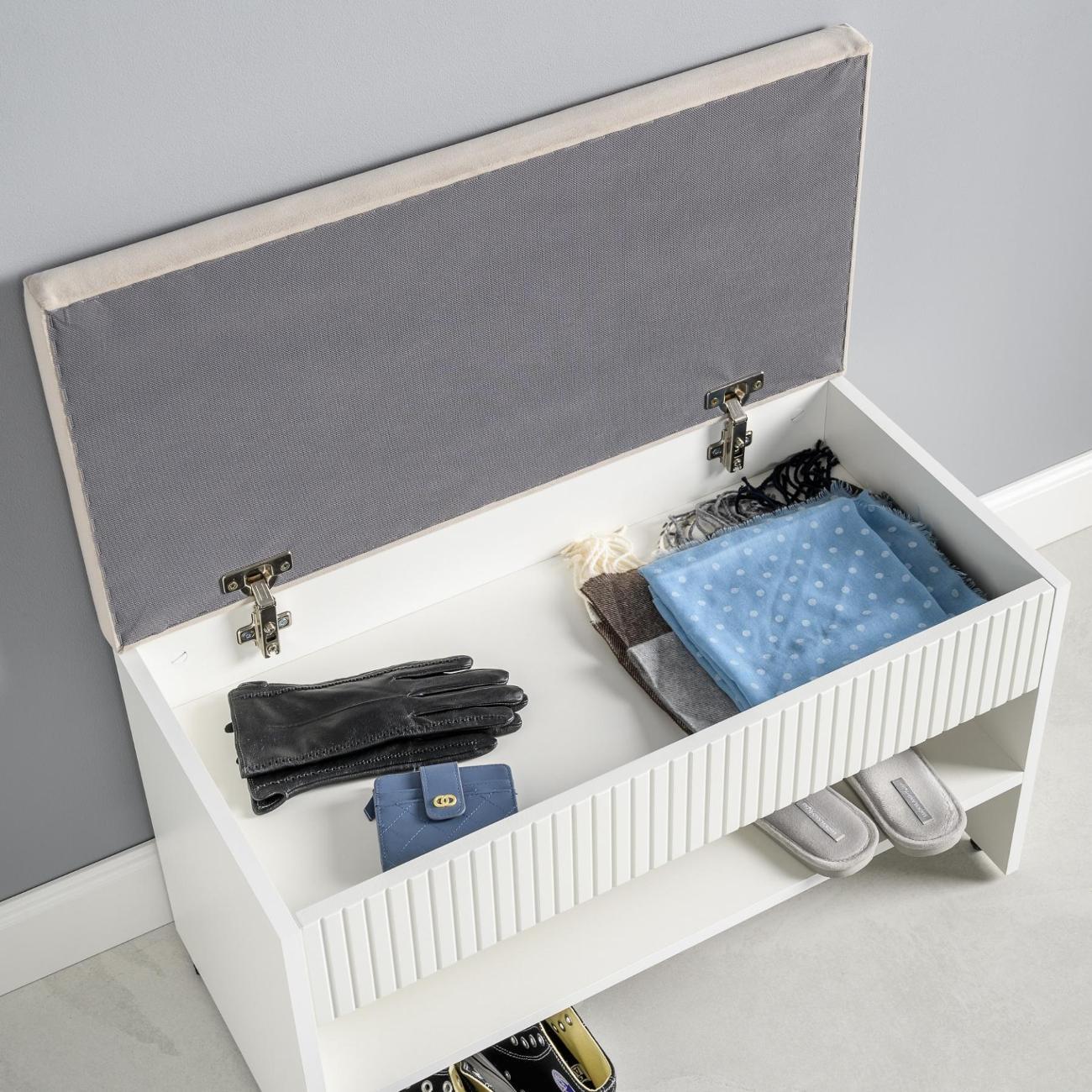 Обувница Logium Интерия 16.133, Белый шагрень, Velutto 16 (платиновый)