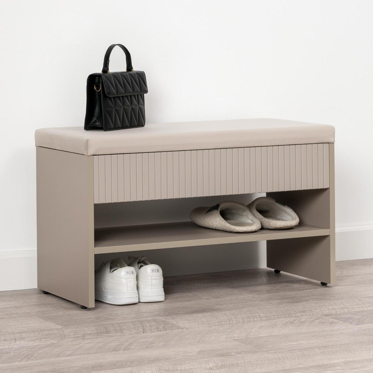 Обувница Logium Интерия 16.133, Глиняный серый, Крем, Velutto 16