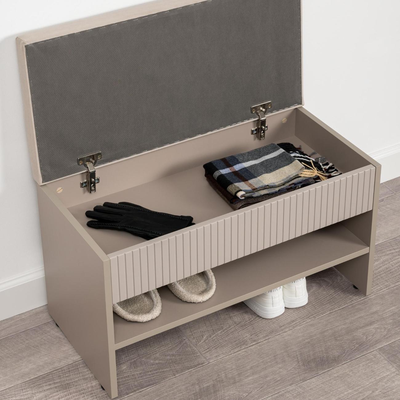 Обувница Logium Интерия 16.133, Глиняный серый, Крем, Velutto 16