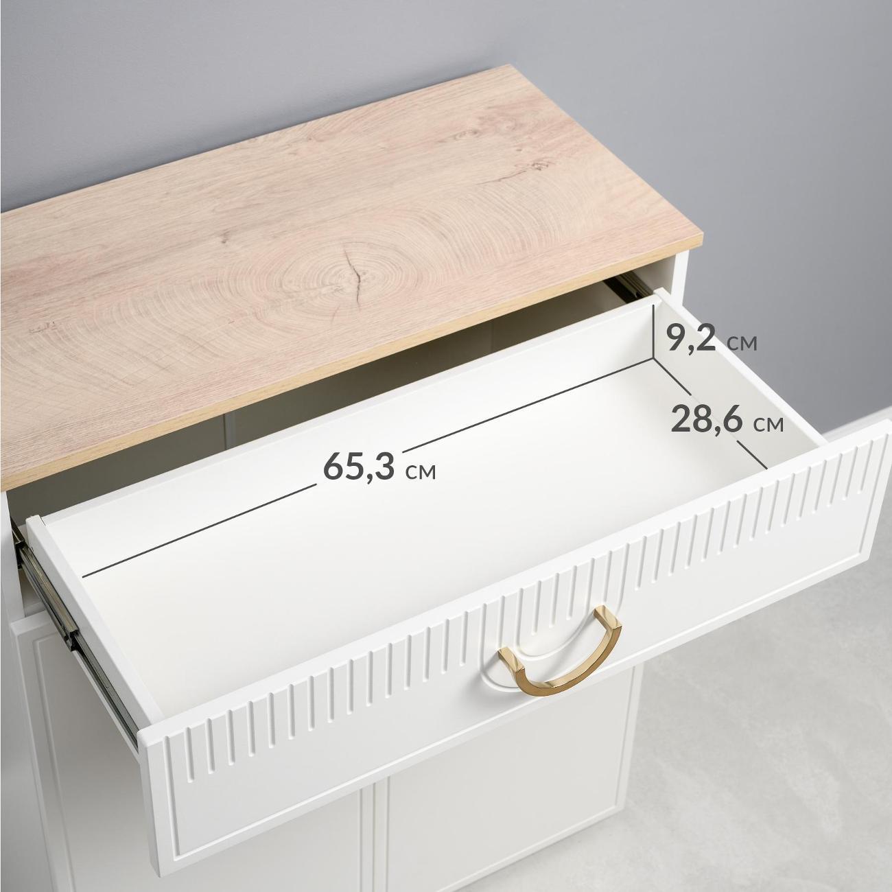 Комод Logium Интерия 16.247, Белый шагрень, Дуб эндгрейн элег.