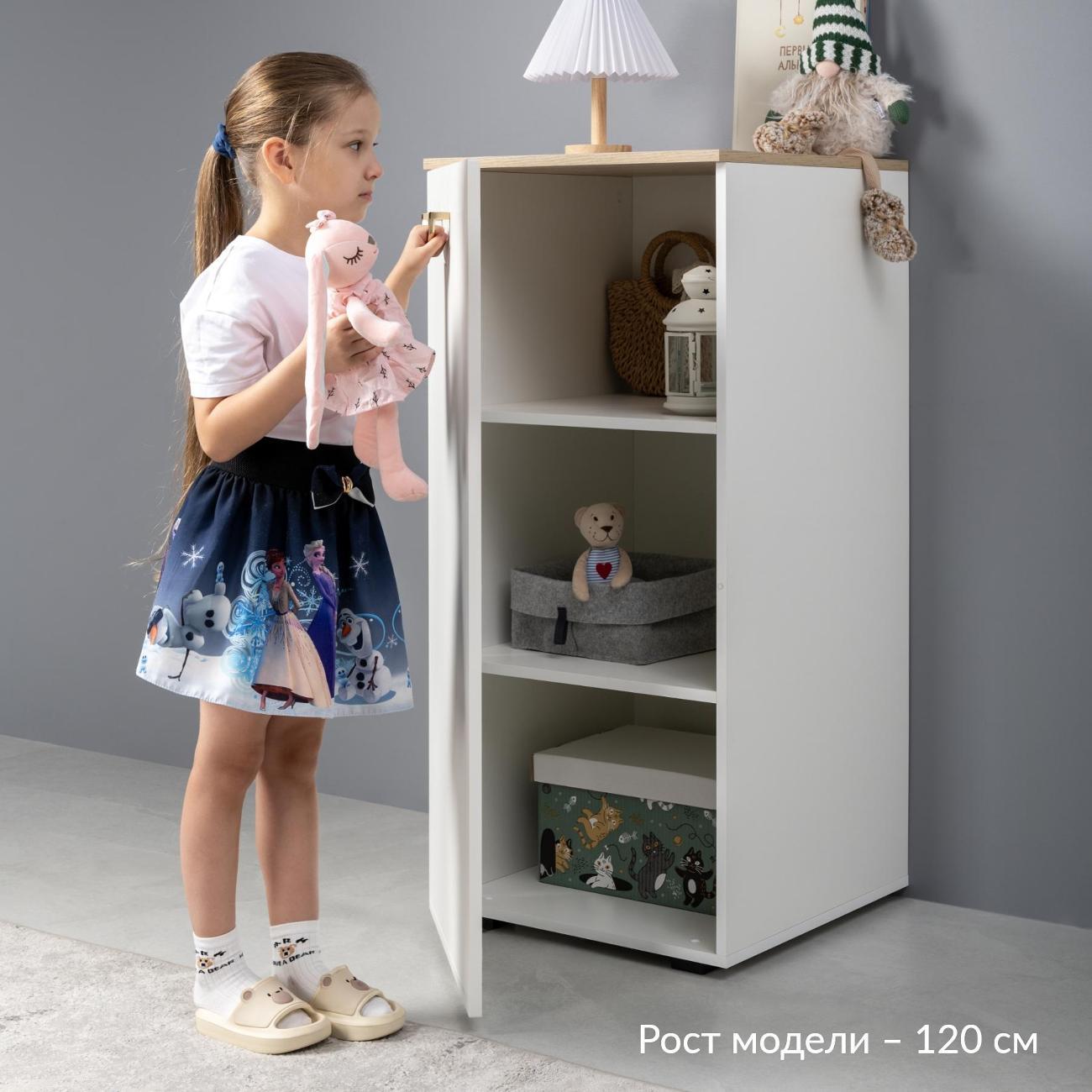 Шкаф Logium Интерия 16.165.01, Белый шагрень, Дуб эндгрейн