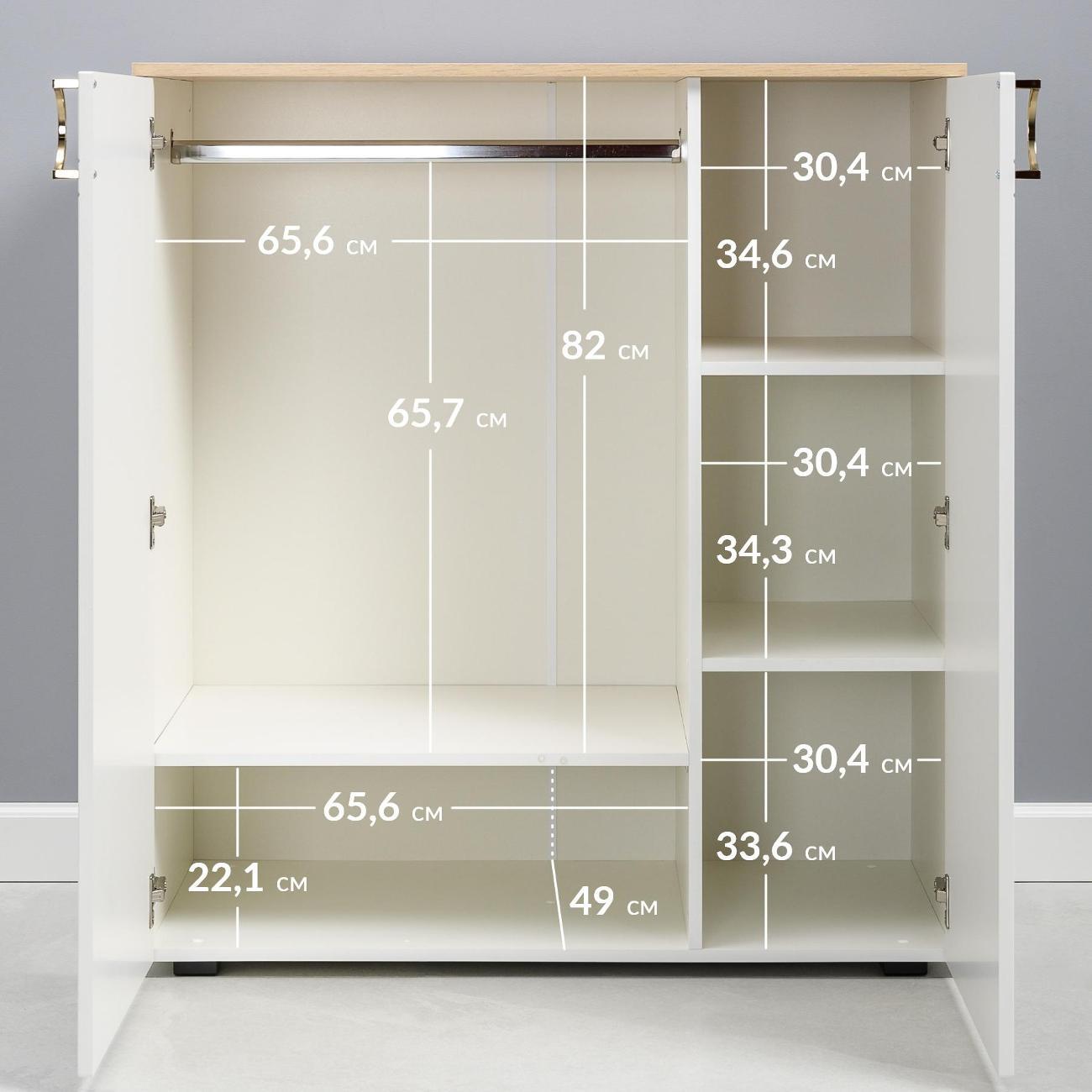 Шкаф Logium Интерия 16.165.02, Белый шагрень, Дуб эндгрейн