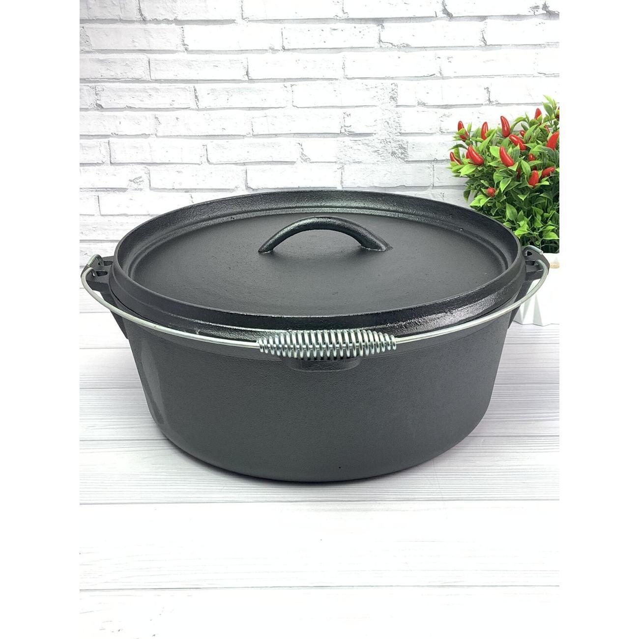 Казан для плиты Мерали чугунный с ручкой, 10 л