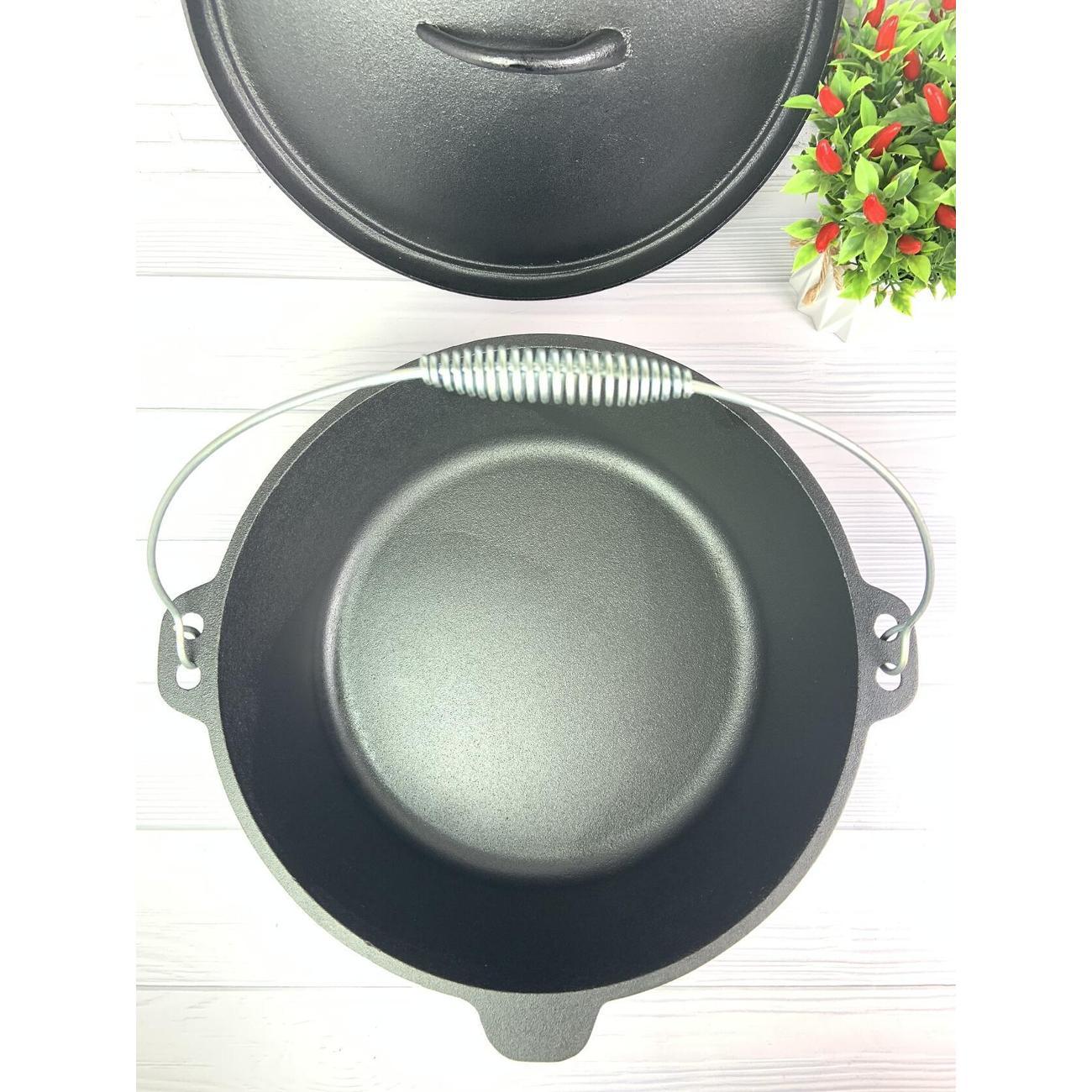 Казан для плиты Мерали чугунный с ручкой, 10 л