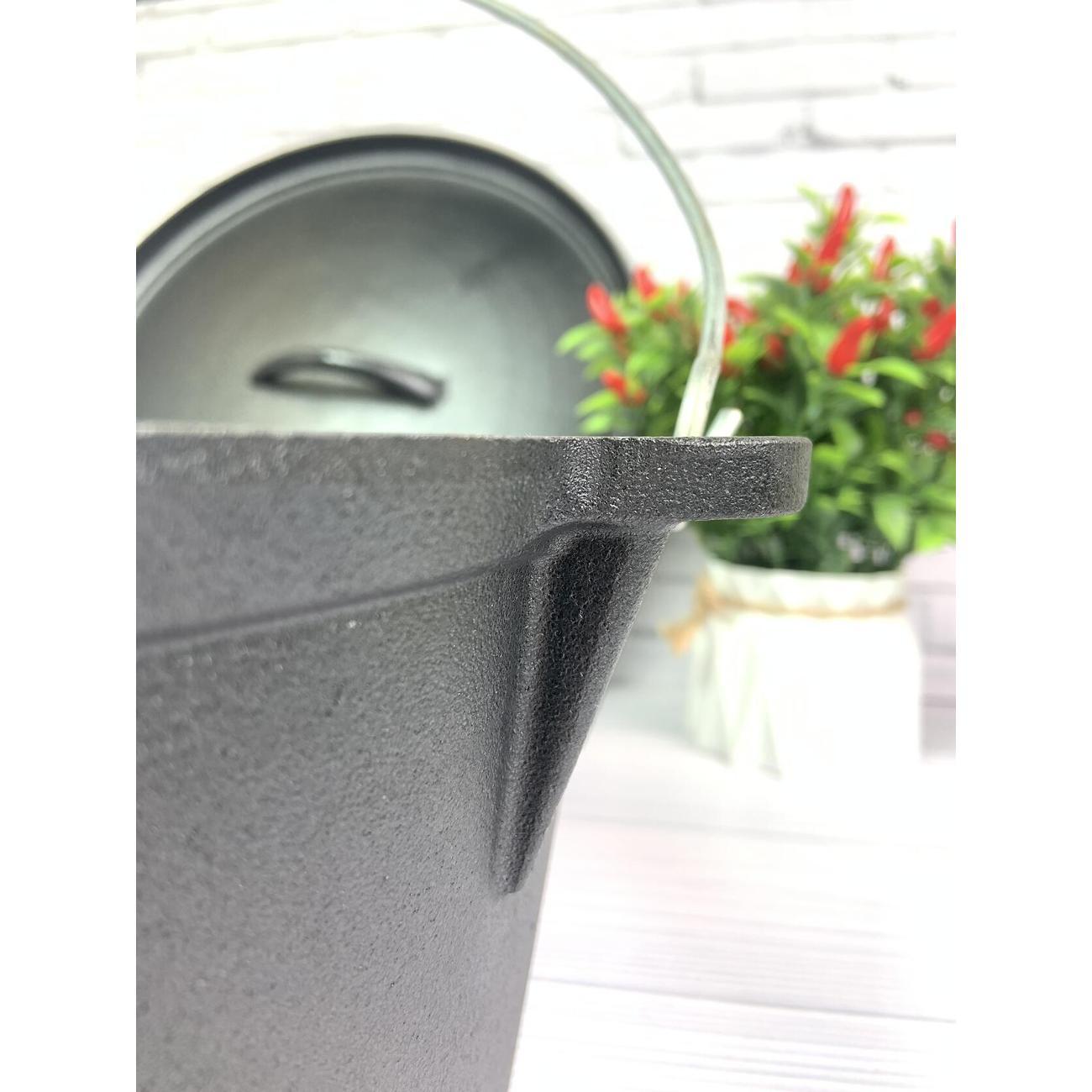 Казан для плиты Мерали чугунный с ручкой, 10 л