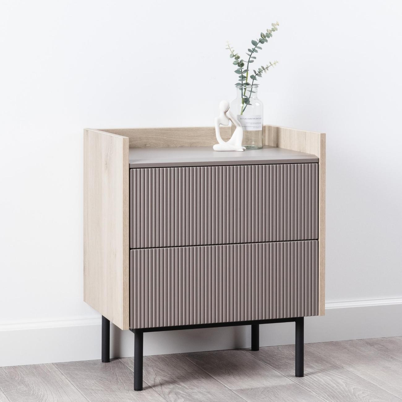 Тумба прикроватная Logium Наоми 16.11.04, Дуб Белый excl., Веллюто Капучино