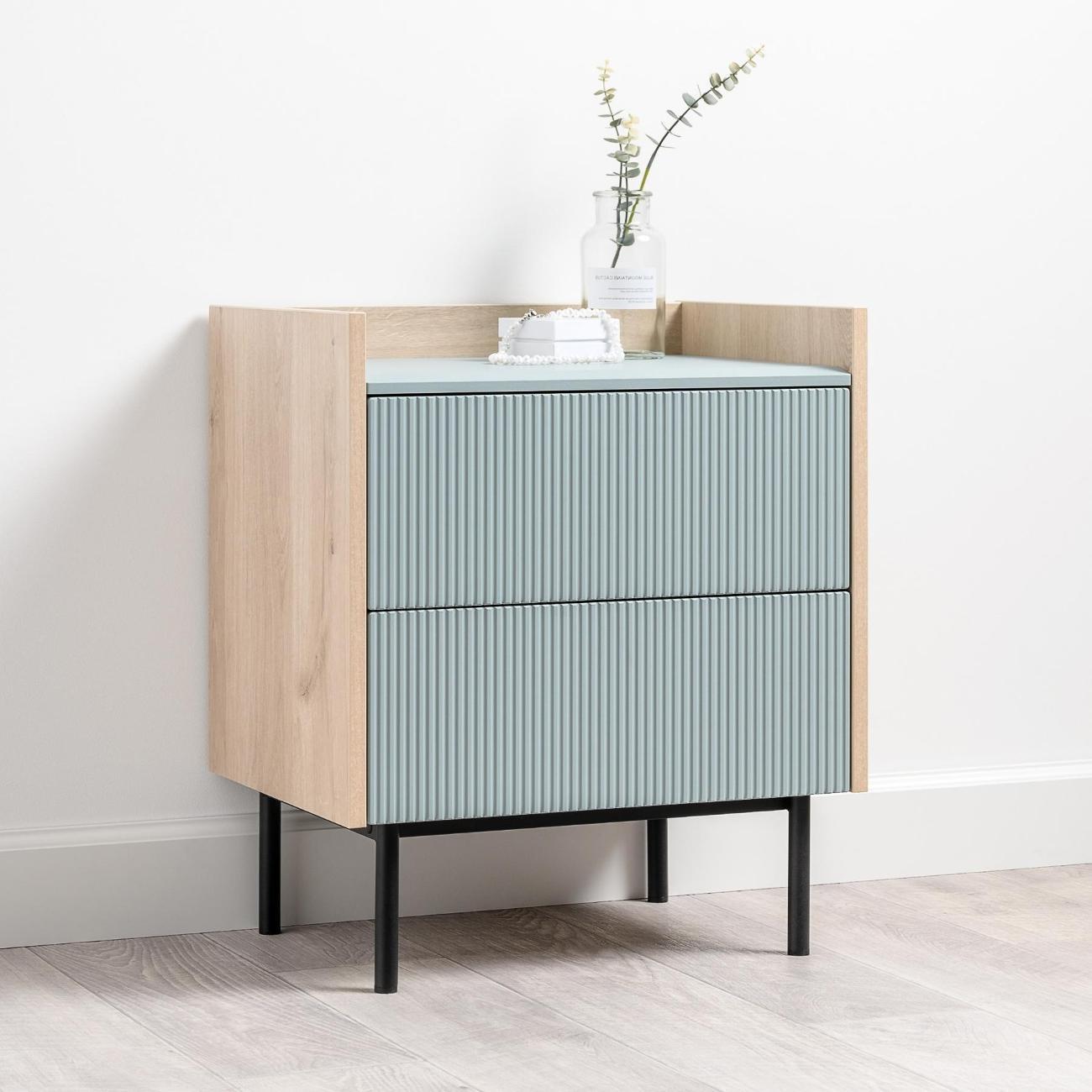 Тумба прикроватная Logium Наоми 16.11.04, Дуб Белый excl., голубой