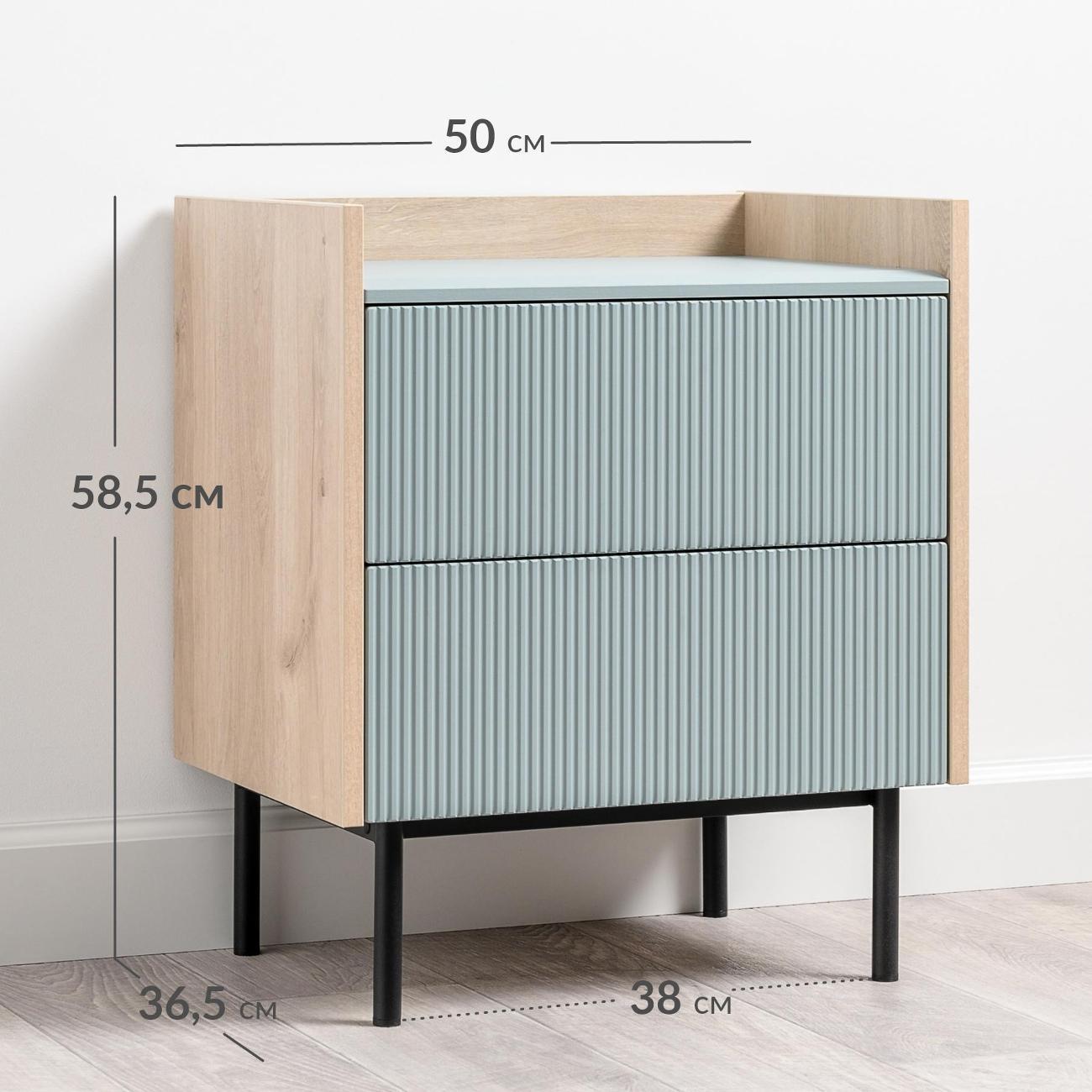 Тумба прикроватная Logium Наоми 16.11.04, Дуб Белый excl., голубой