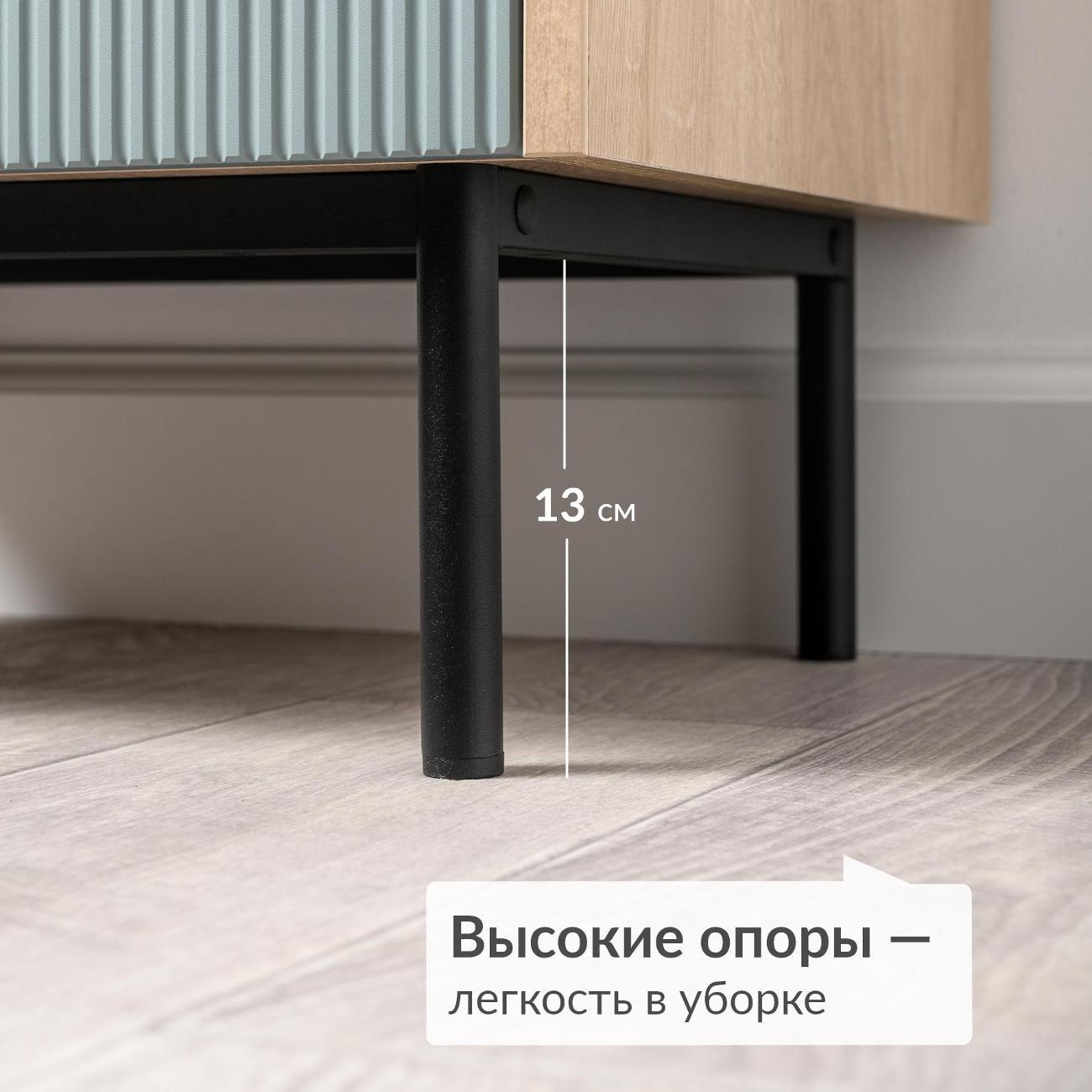 Тумба прикроватная Logium Наоми 16.11.04, Дуб Белый excl., голубой