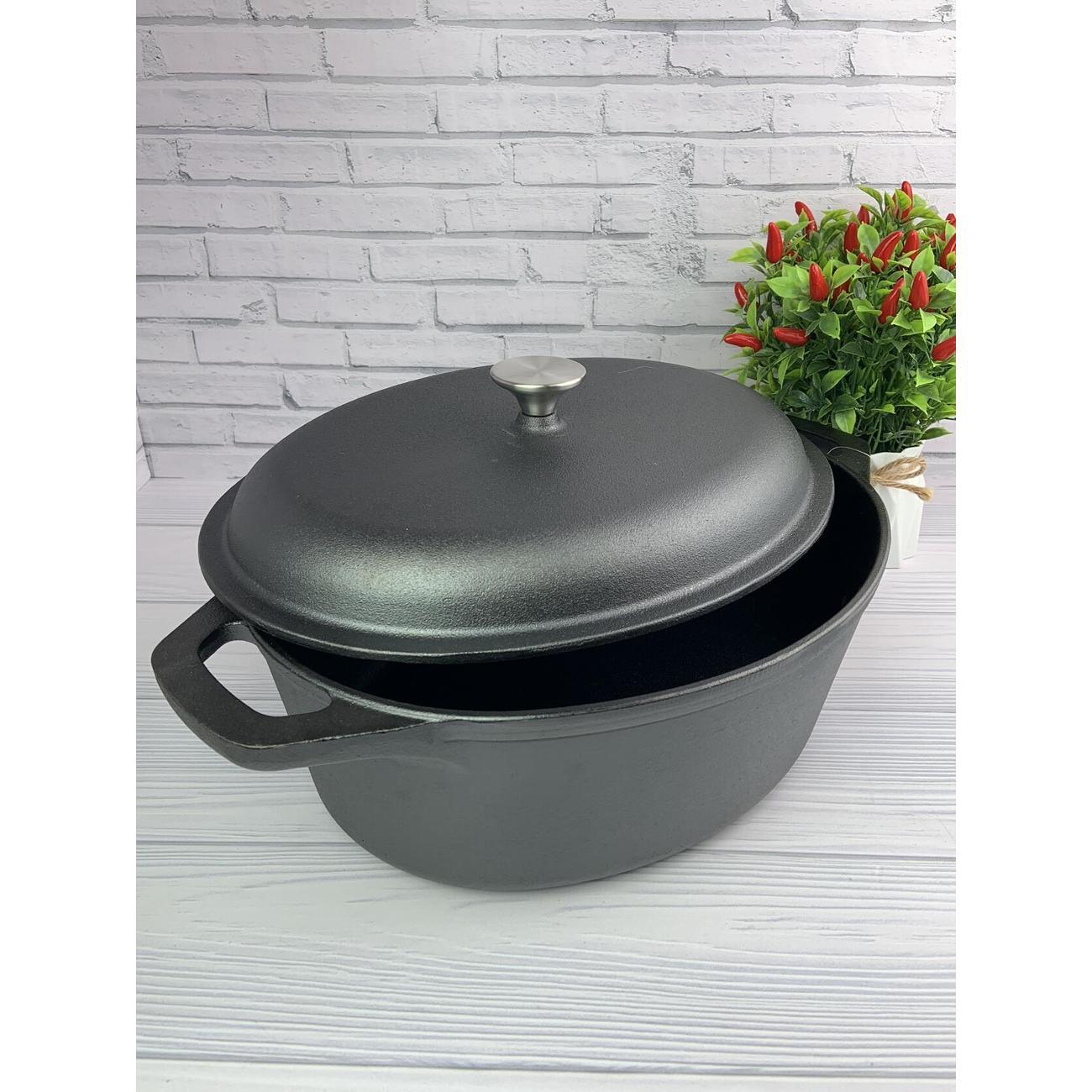 Гусятница, утятница Мерали чугунная с крышкой, 6 л