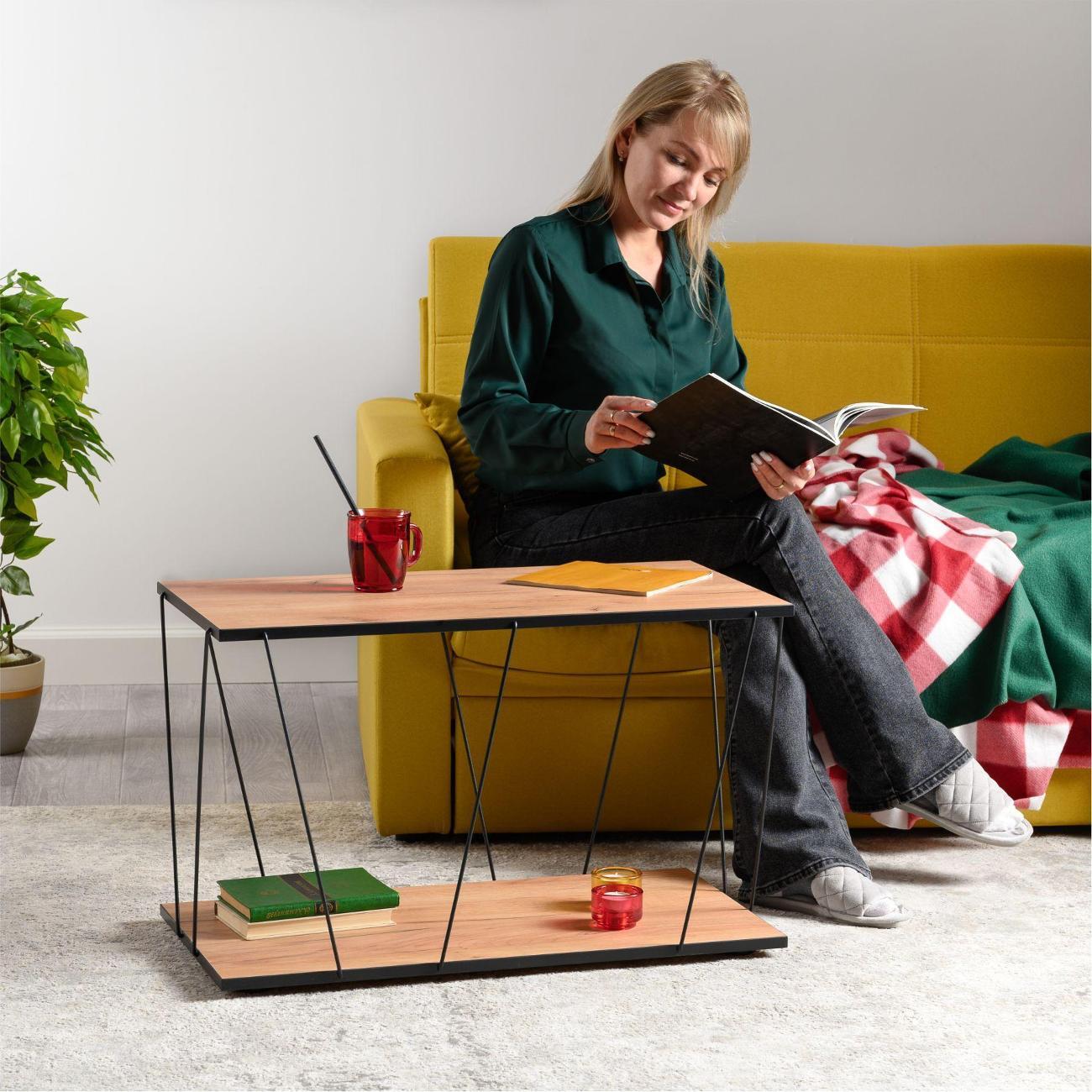 Стол журнальный Logium Регги 12.120, дуб золотой craft