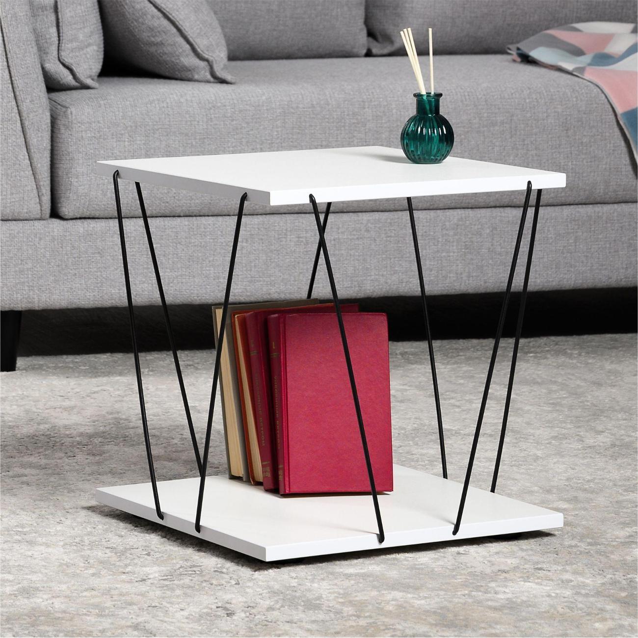 Стол журнальный Logium Регги 12.211, Белый шагрень