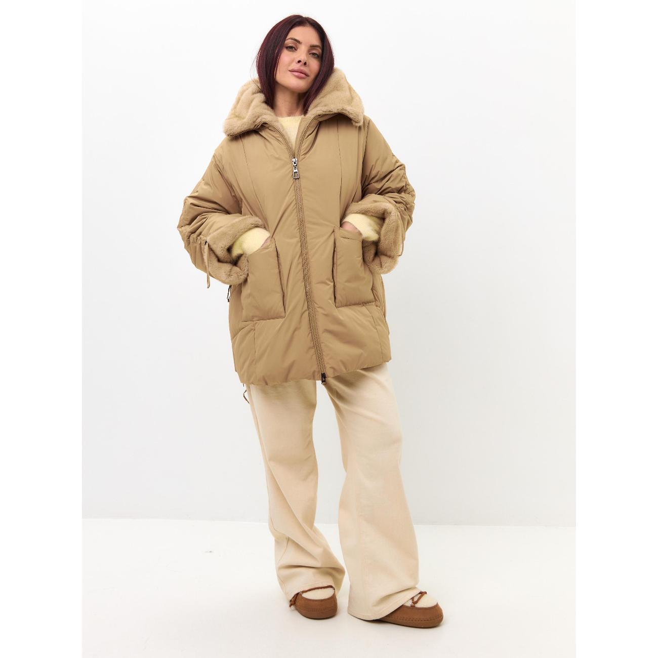 Куртка для женщин NOELE BOUTIQUE Парка с мехом (56, бежевый)