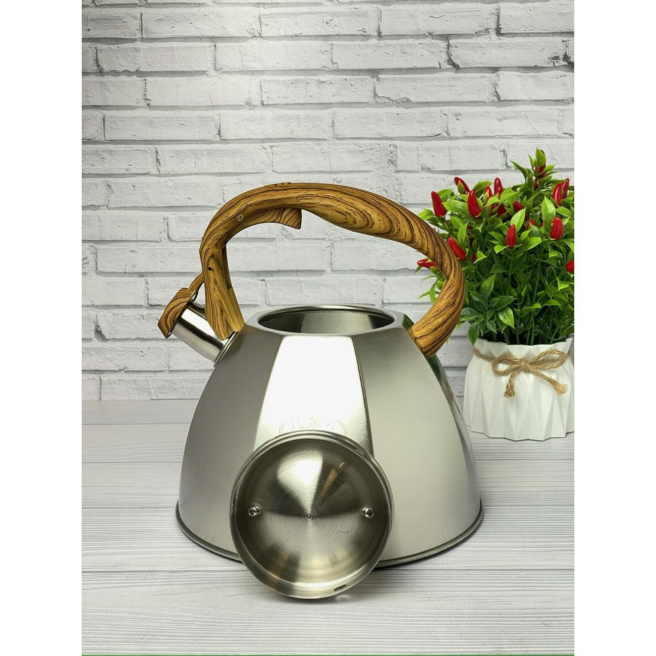 Чайник Мерали ЧН-35-01, 3,5, л со свистком нержавеющая сталь для всех видов плит