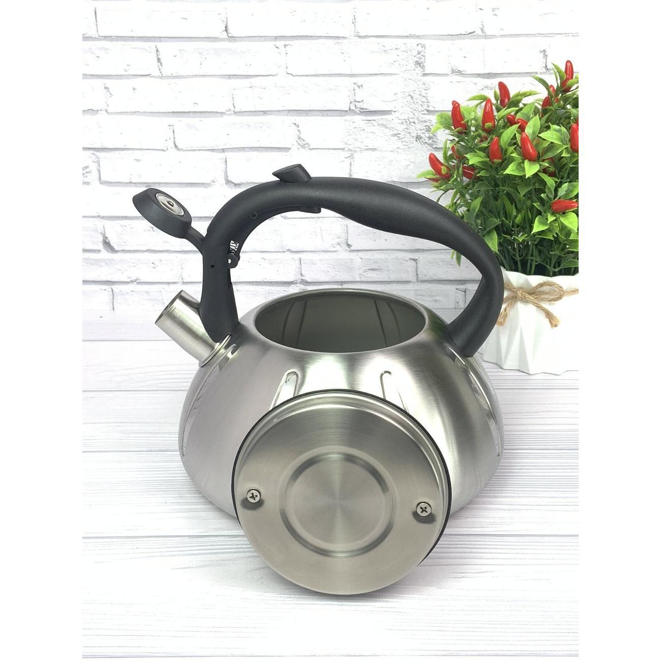 Чайник Мерали ЧН30-01, 3 л, для всех видов плиты со свистком из нержавеющей стали, серебристый