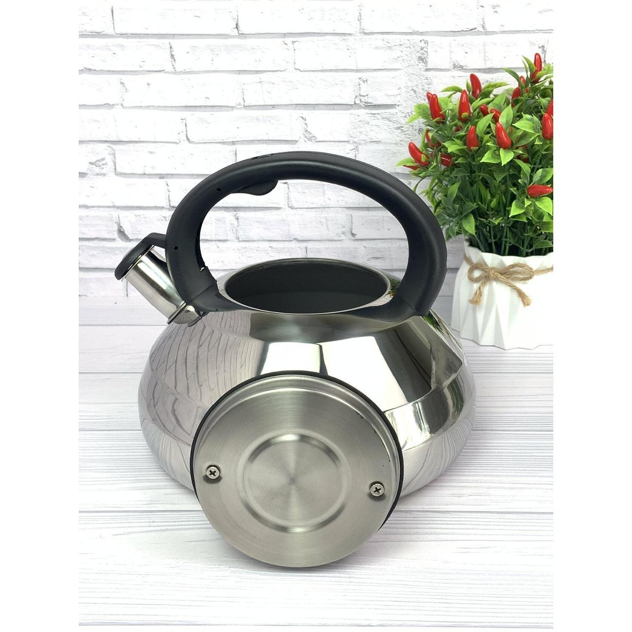 Чайник Мерали ЧН40-01, 4 л, со свистком нержавеющая сталь для всех видов плит