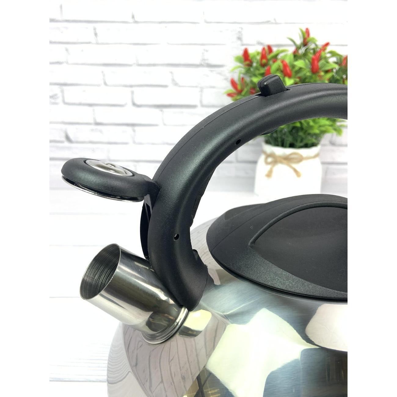 Чайник Мерали ЧН40-01, 4 л, со свистком нержавеющая сталь для всех видов плит