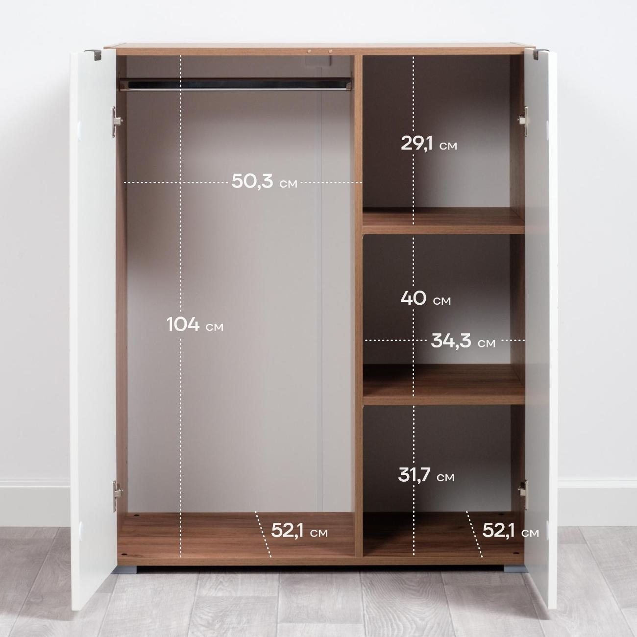 Шкаф распашной Logium Венеция 16.230, Дуб Крафт табачный, белая шагрень