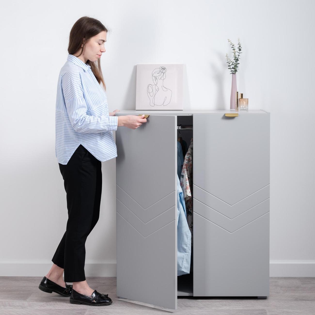 Шкаф распашной Logium Венеция 16.230, Шиншилла серая, Серый опал софт