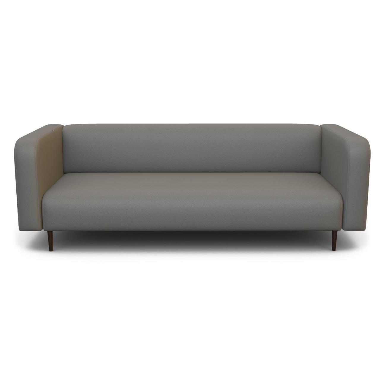 Диван Шарм-Дизайн офисный 3-х местный Акцент, прямой серая экокожа